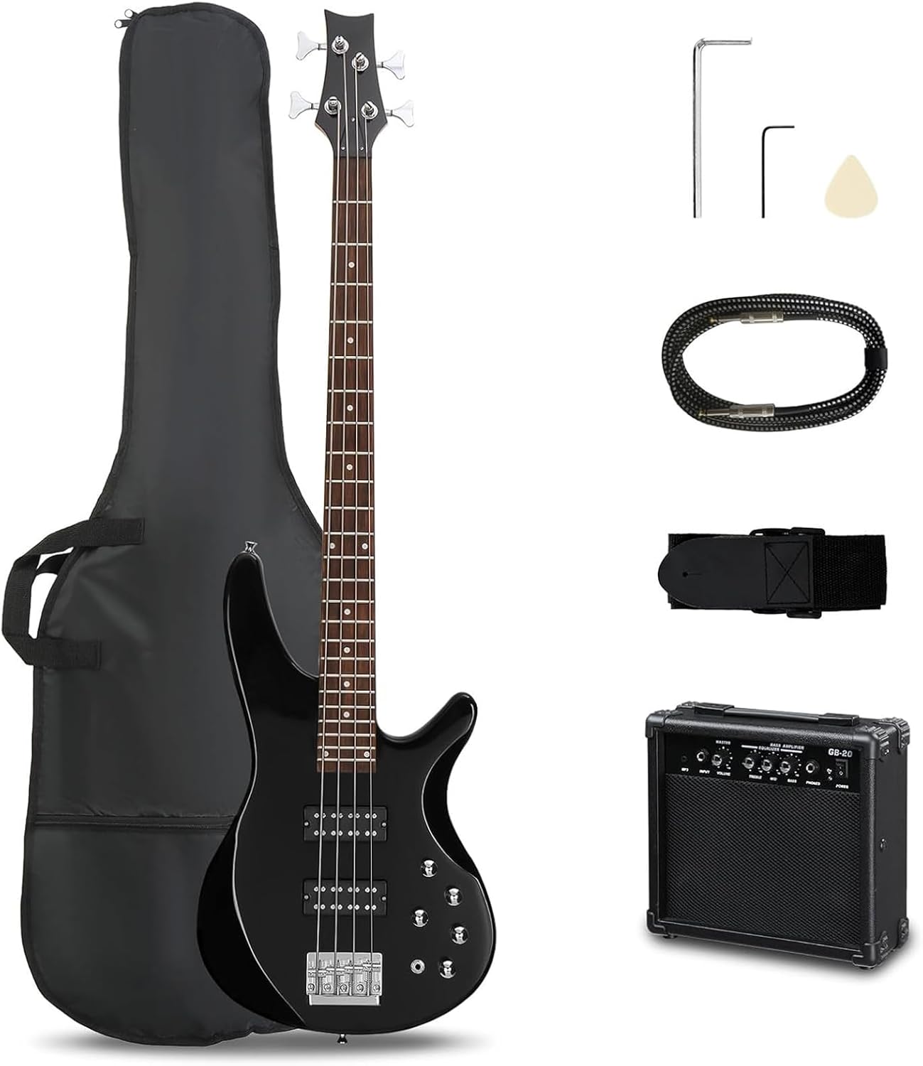 Ktaxon 4 String Electric Bass Guitar Kit for Beginners with AMP