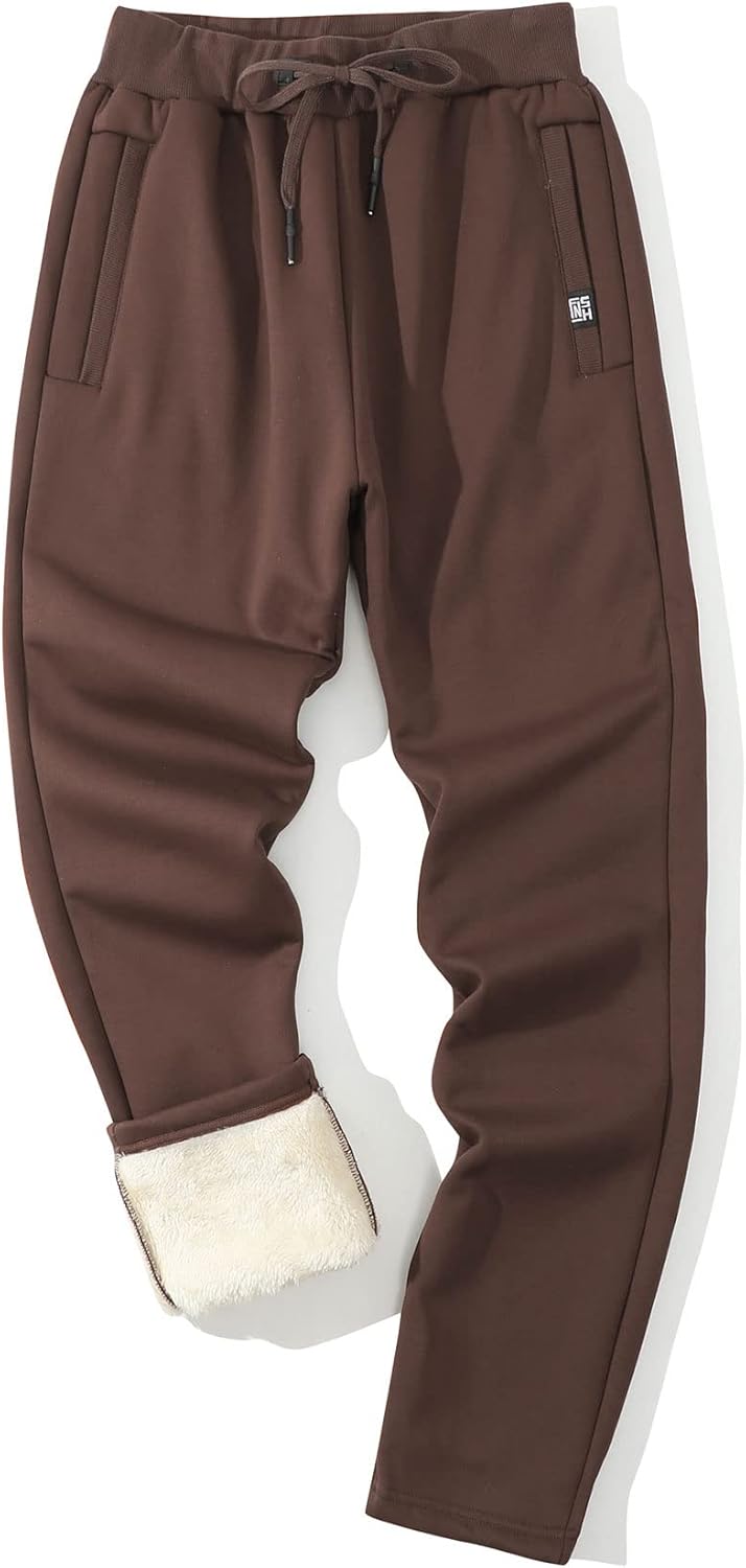 Gihuo Men's Sherpa Lined Athletic Sweatpants for Winter Warmth