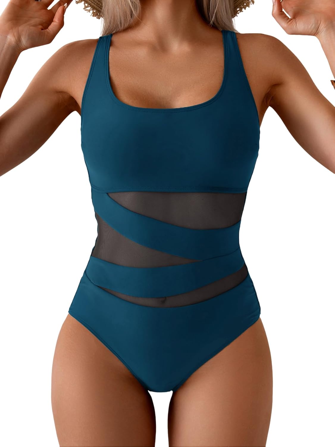 B2prity Women's Mesh One Piece Swimsuit for Tummy Control
