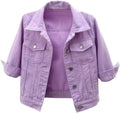 Womens 3/4 Sleeve Denim Jacket by Locachy for Casual Everyday Wear