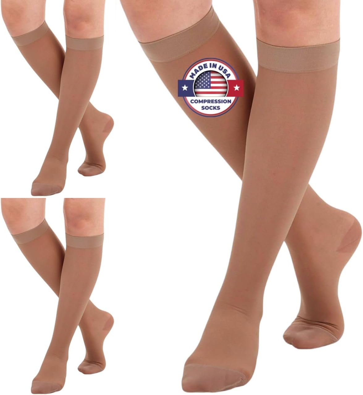 Plus Size Compression Stockings for Women - 15-20mmHg Support