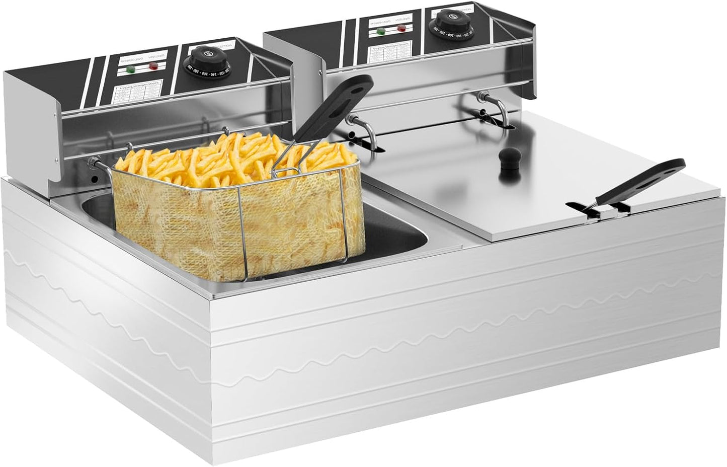 22.8QT Electric Deep Fryer with 2 Baskets for Perfect Frying