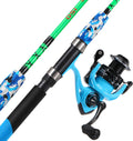 Graphite & Fiberglass Rod Spinning Reel Combo - Split-Grip Cork Handle