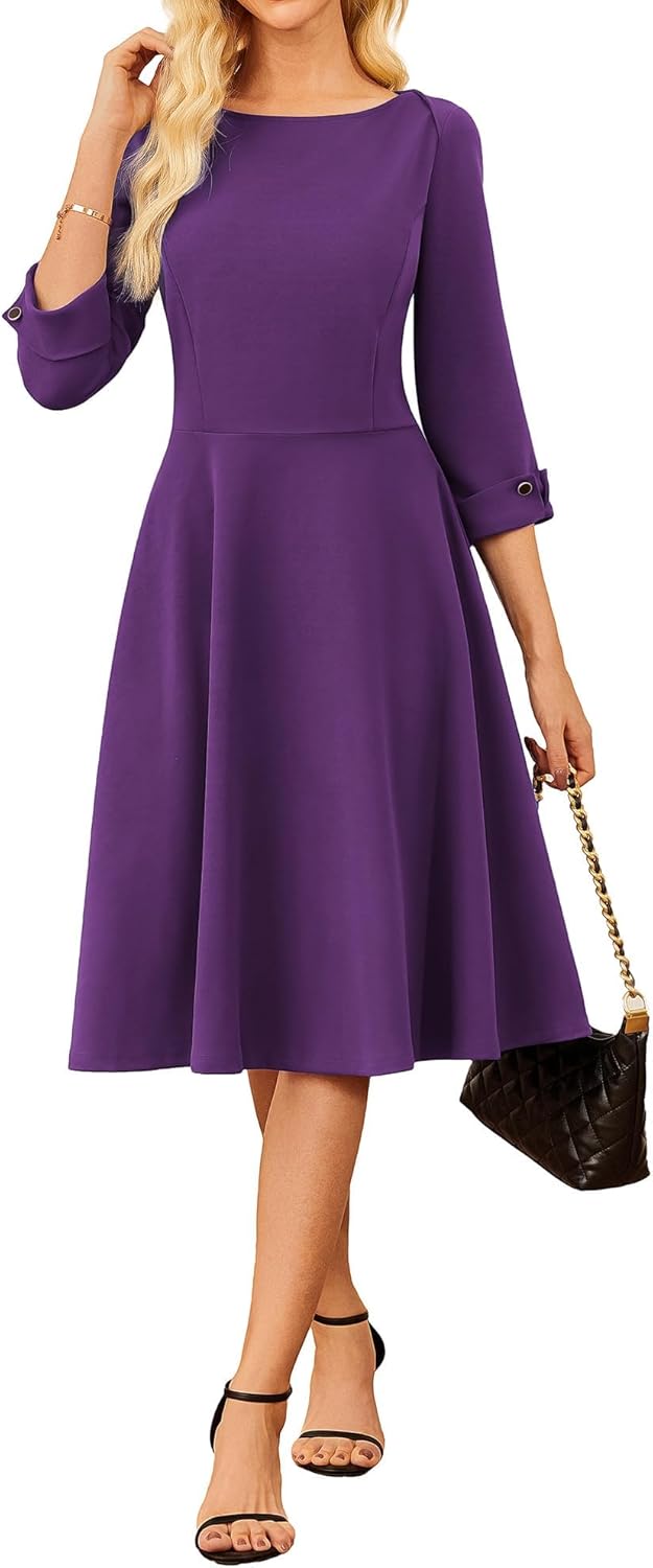 GRACE KARIN Work Dresses for Women - Classy Midi Dress with Pockets