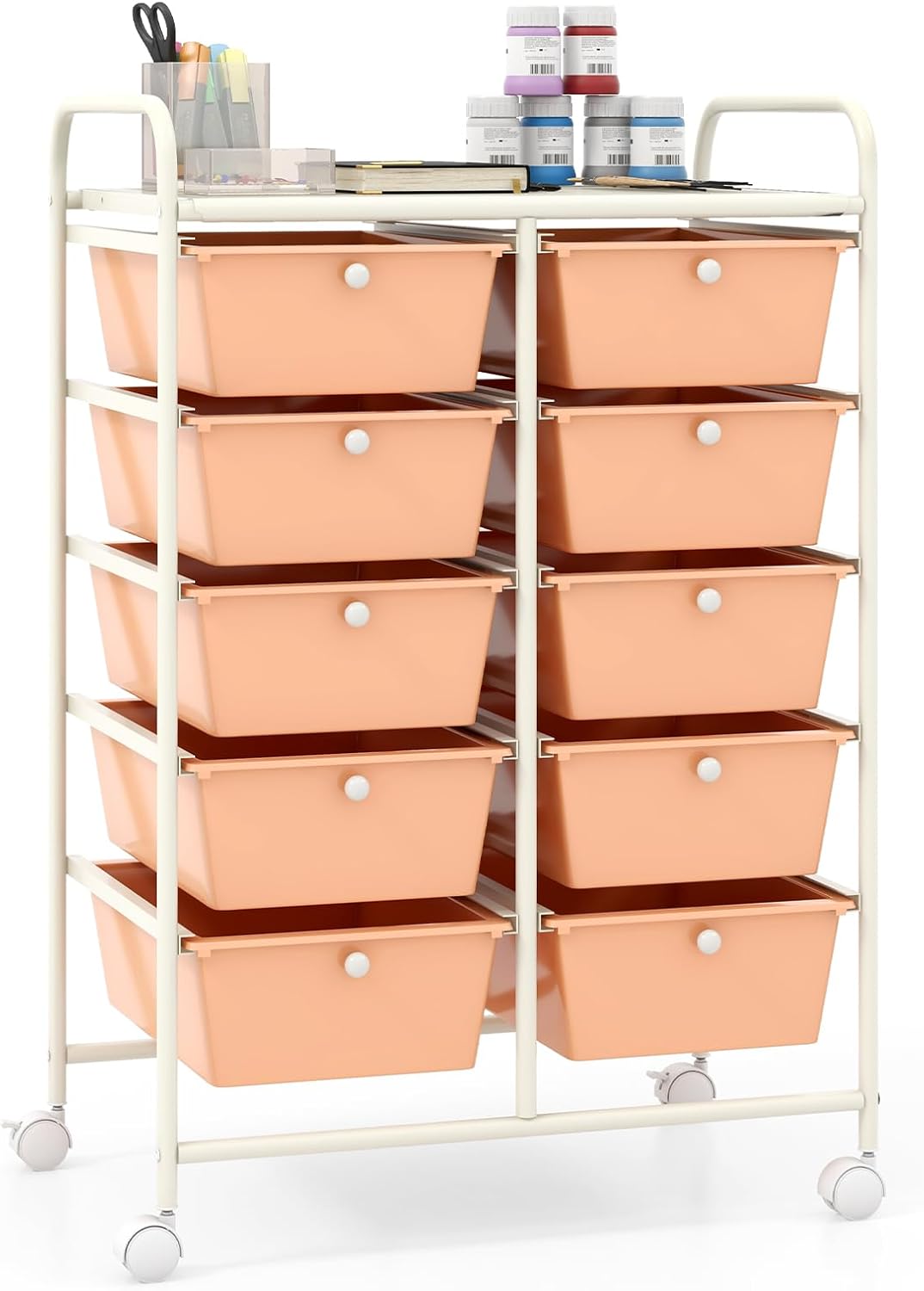 Giantex 10 Drawers Rolling Cart for Classroom and Home Use