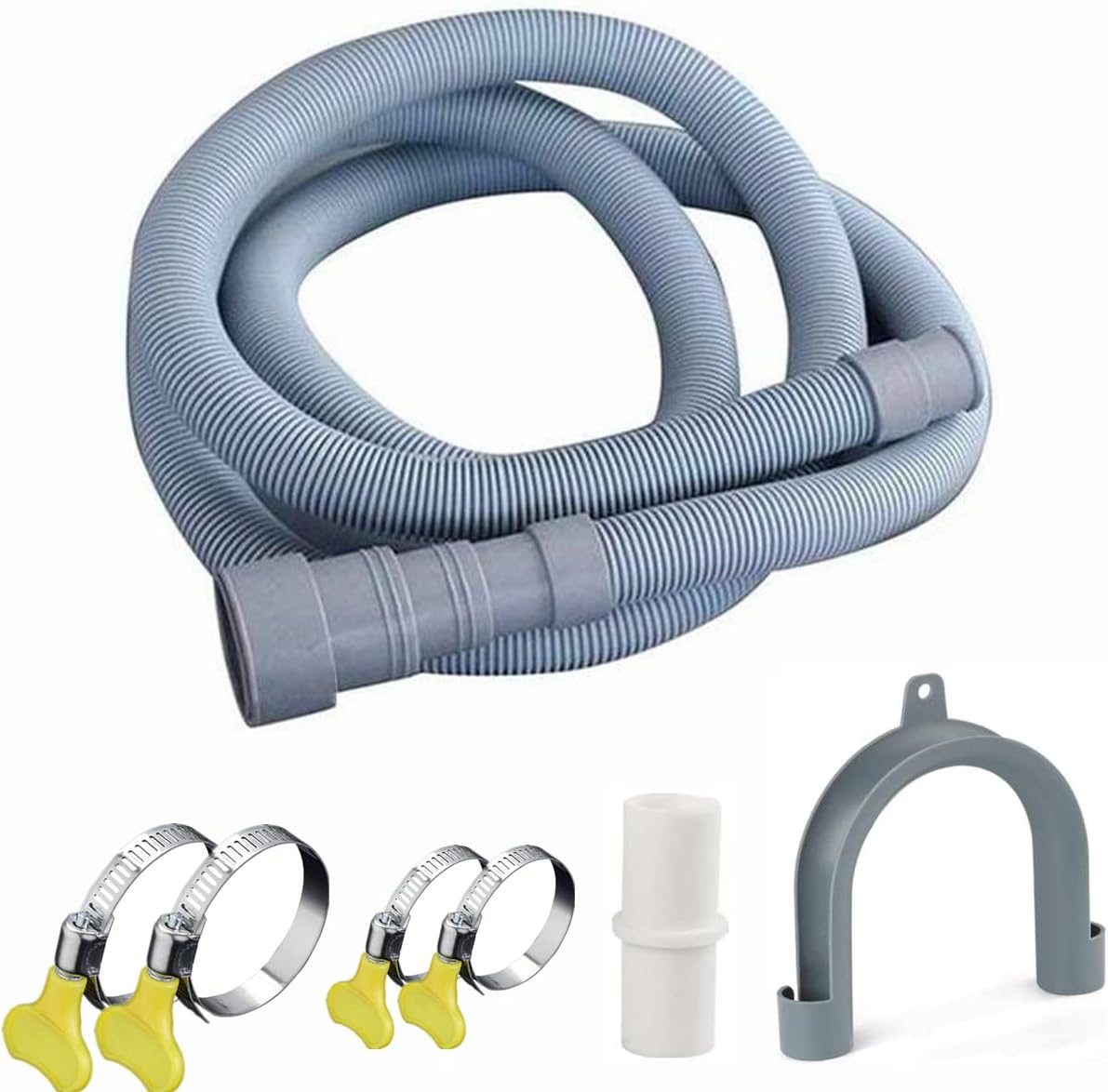 Universal 10ft Drain Hose Extension Kit, Flexible & Compatible with LG/GE/Samsung, 1-1/2 Inch Outlets