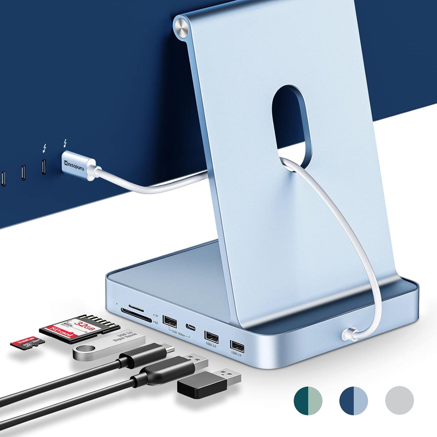 USB C Hub for iMac 24 inch 2021/2023/2024 with M.2 SSD Support