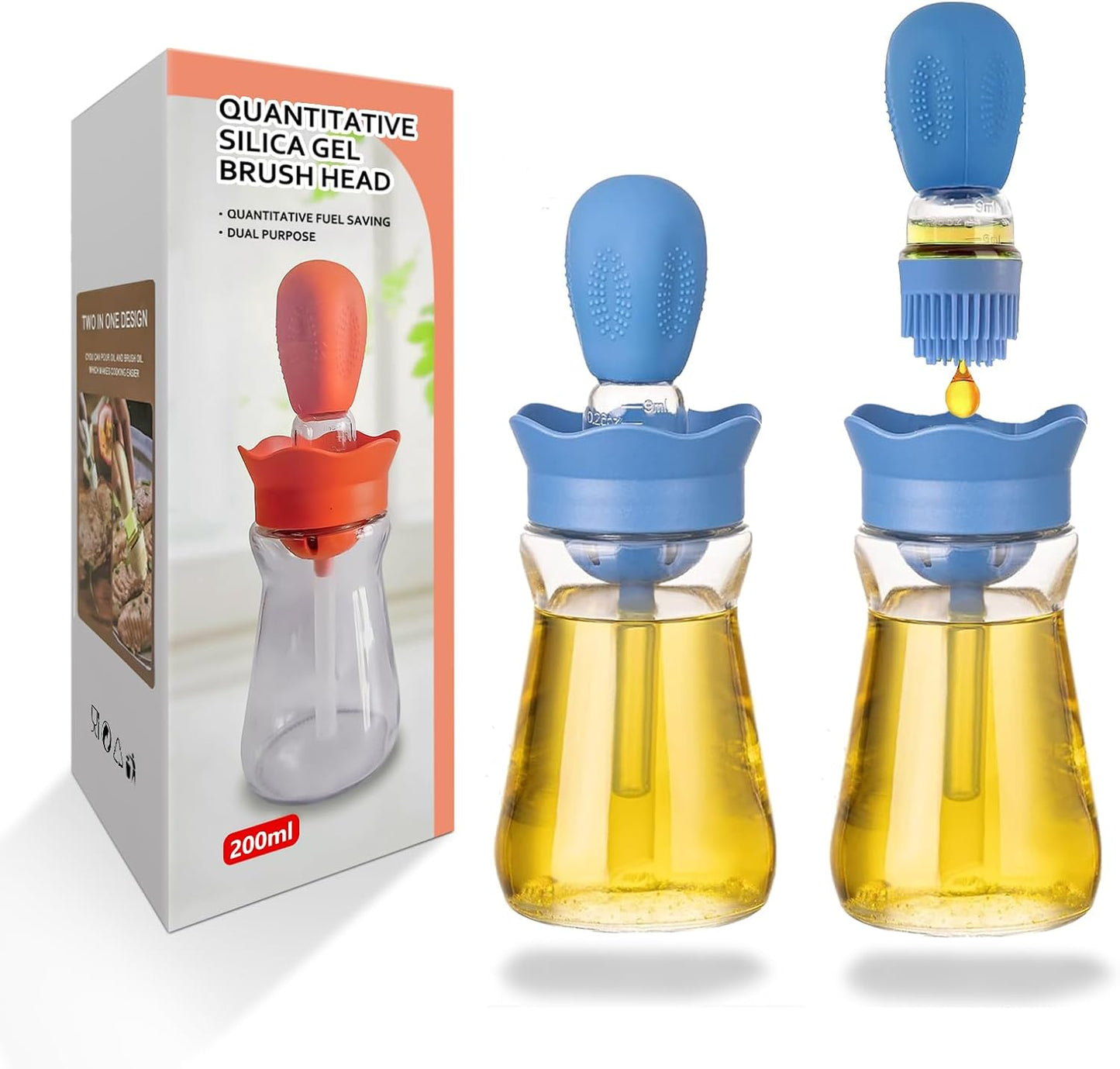 BENTFINE Glass Oil Dispenser Set - Easy Oil Storage & Basting