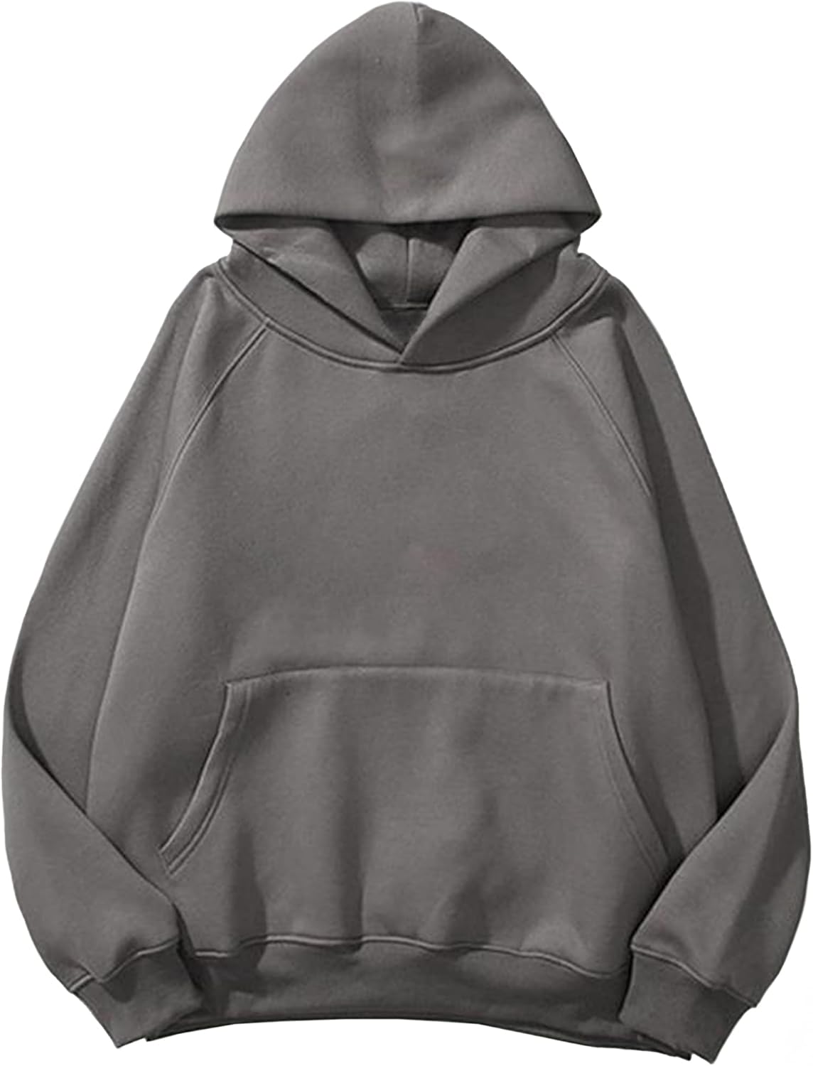 Lauweion Women Solid Basic Fleece Hoodie with Kangaroo Pocket
