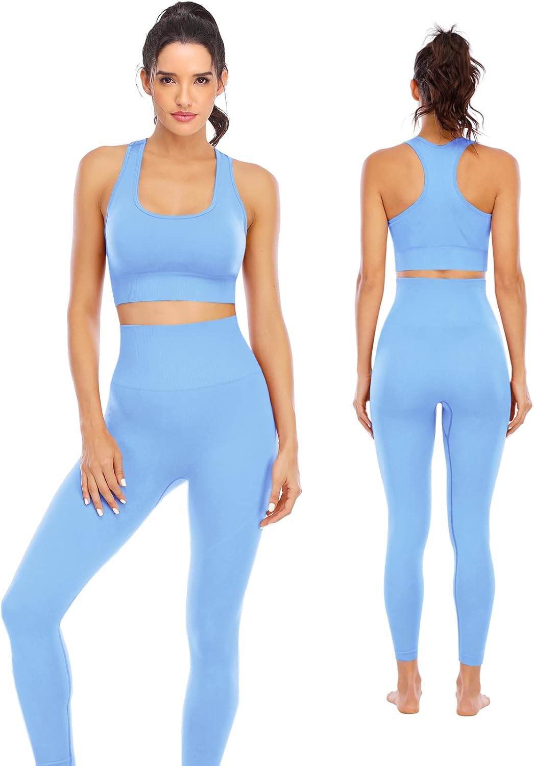 High Waisted Seamless Leggings and Sports Bra Set for Women