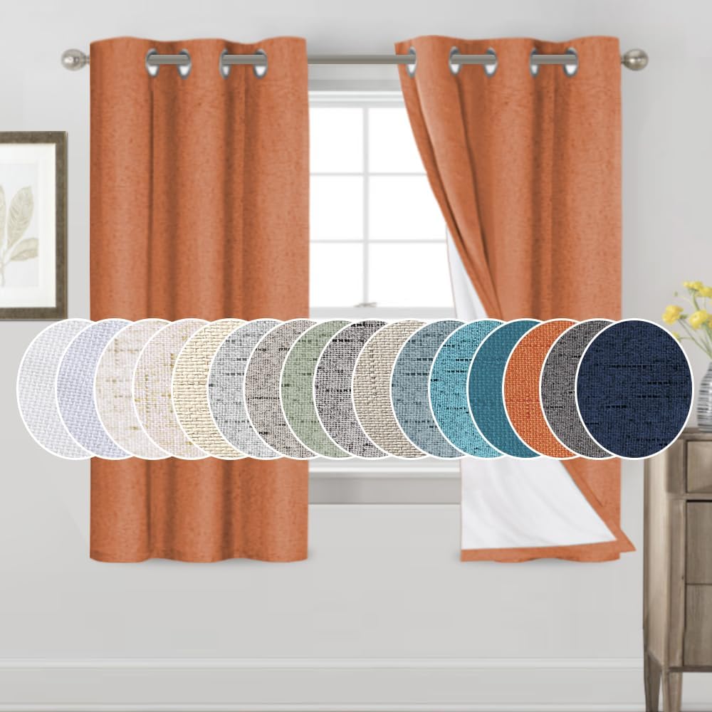 PrinceDeco Linen Texture Blackout Curtains for Home Decor