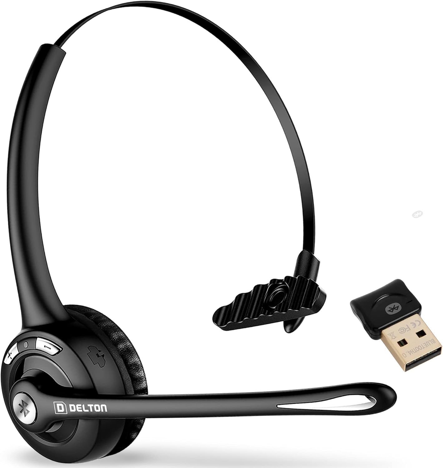 Delton Bluetooth Headset - Noise Canceling Mic, Wireless & USB, Ideal for Home & Office