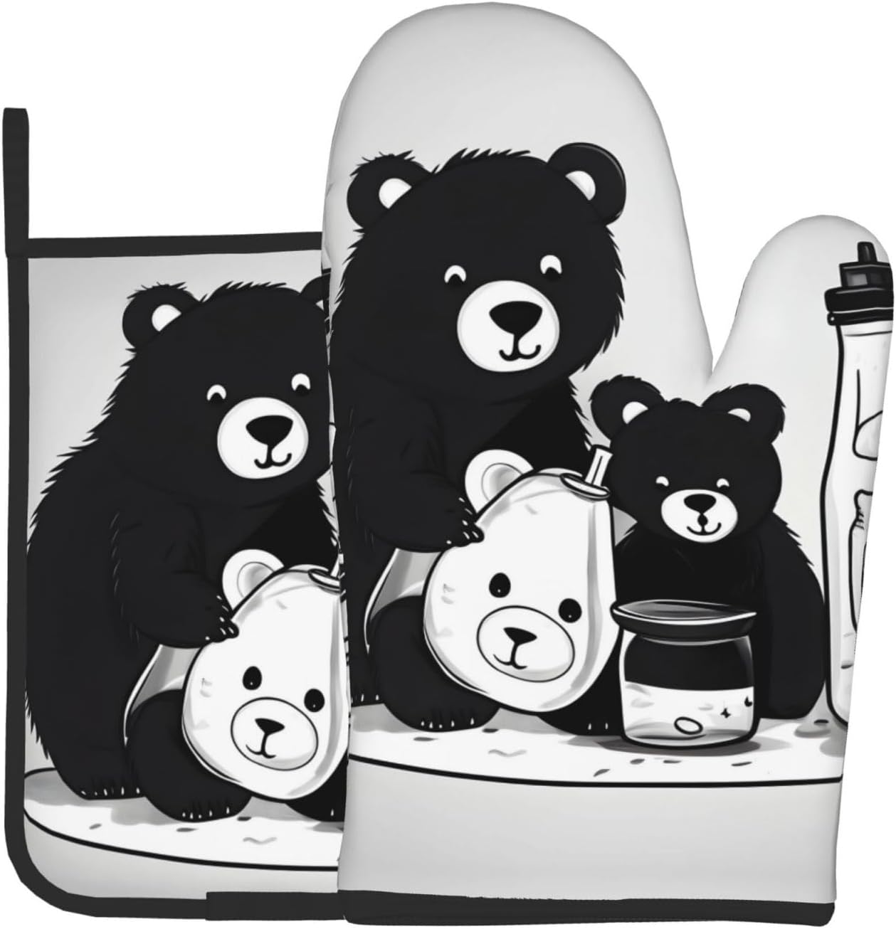 Milk Bottle Bear Heat-Resistant Gloves - 2-Piece Set