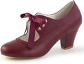 Women's Mary Jane Pumps Chunky Block Heels - Vintage Lace Up Erocalli