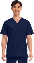 Men's V-Neck Scrub Top Traditional Fit with 4 Pockets - Durable
