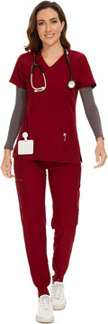 COZYFIT Scrubs for Women Set - Stretch V-Neck Top & Jogger Pant prefer