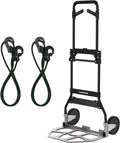 Folding Hand Truck Dolly Cart with Wheels - Heavy Duty 375lb Capacity