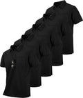 Mens Pocket Polo Shirts 5 Pack Short Sleeve - Moisture Wicking Comfort