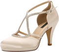 ERIJUNOR Women Comfort Low Heel Satin Bridal Pumps - Comfortable 3in