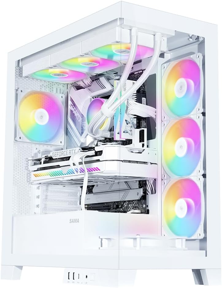 SAMA V50 Mid Tower Gaming PC Case with Dual Tempered Glass