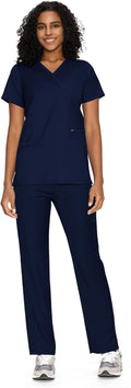 COZYFIT Scrubs for Women Mock Wrap Top & Straight Leg Pants Sets