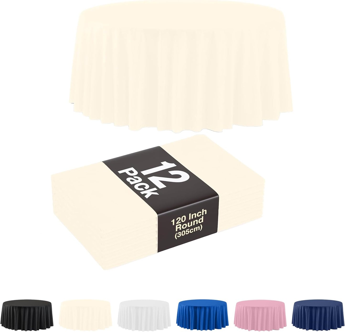 Exquisite Party Solids Ivory Plastic Table Cloth - 120 in