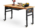 60 in Adjustable Workbench for Garage - Heavy-Duty Hardwood Table
