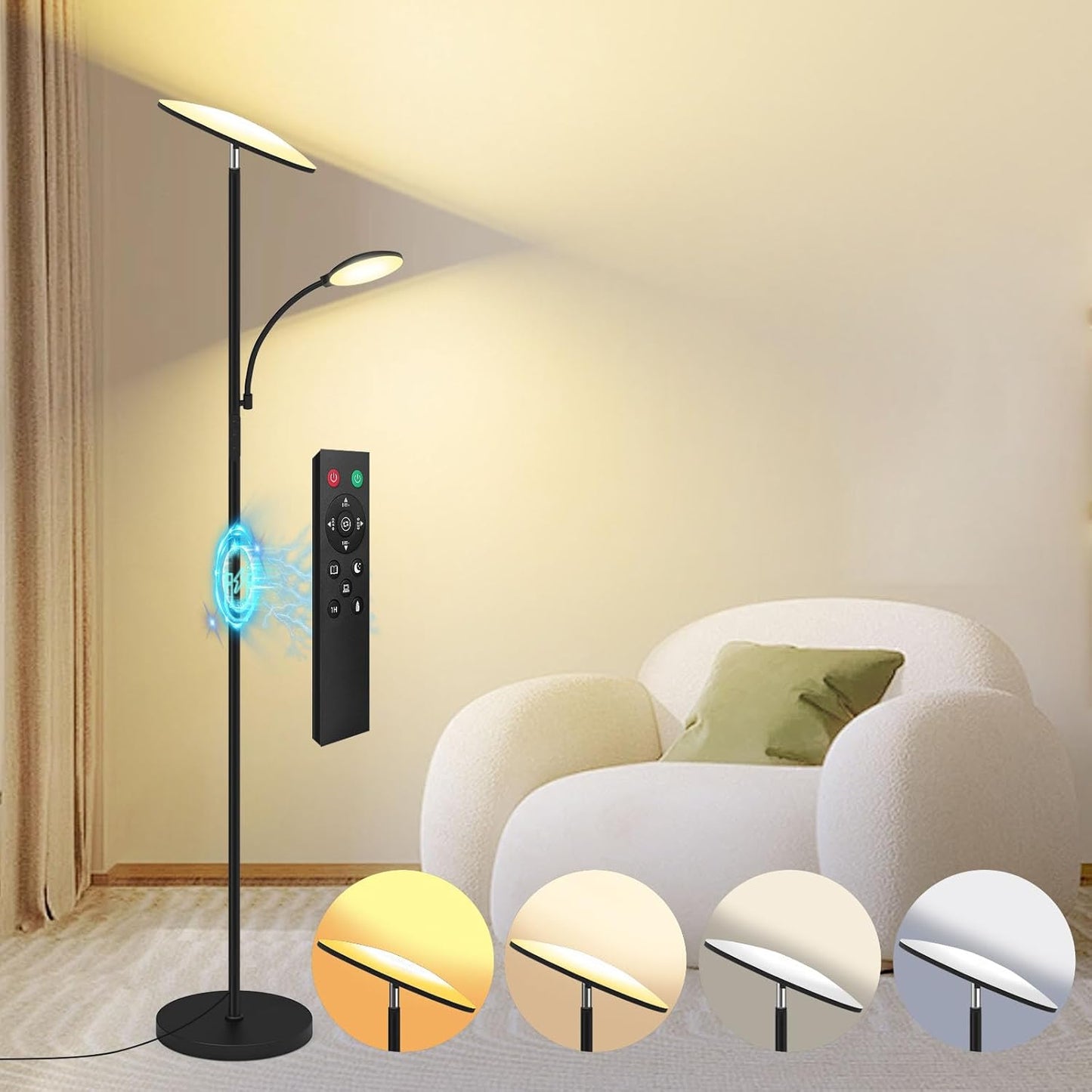 Super Bright LED Floor Lamp with Remote Control & Dimming