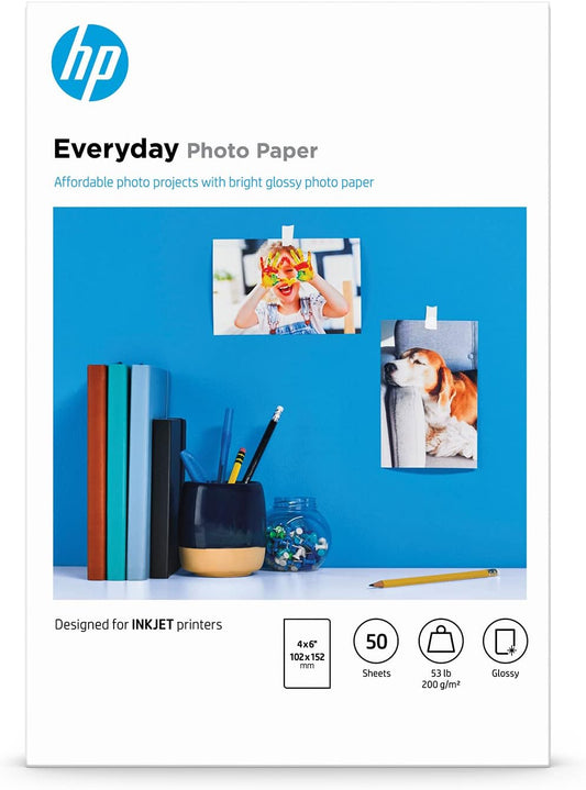 HP Glossy Photo Paper, 4x6, 50 Sheets - Stunning Prints!