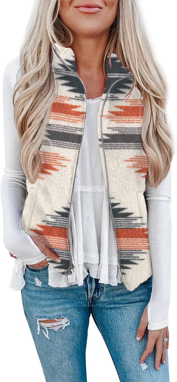 LOMON Womens Fuzzy Sherpa Fleece Jacket Cozy Sleeveless Vest