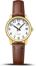 Ladies Analog Quartz Watch with Leather Strap - Easy Reader