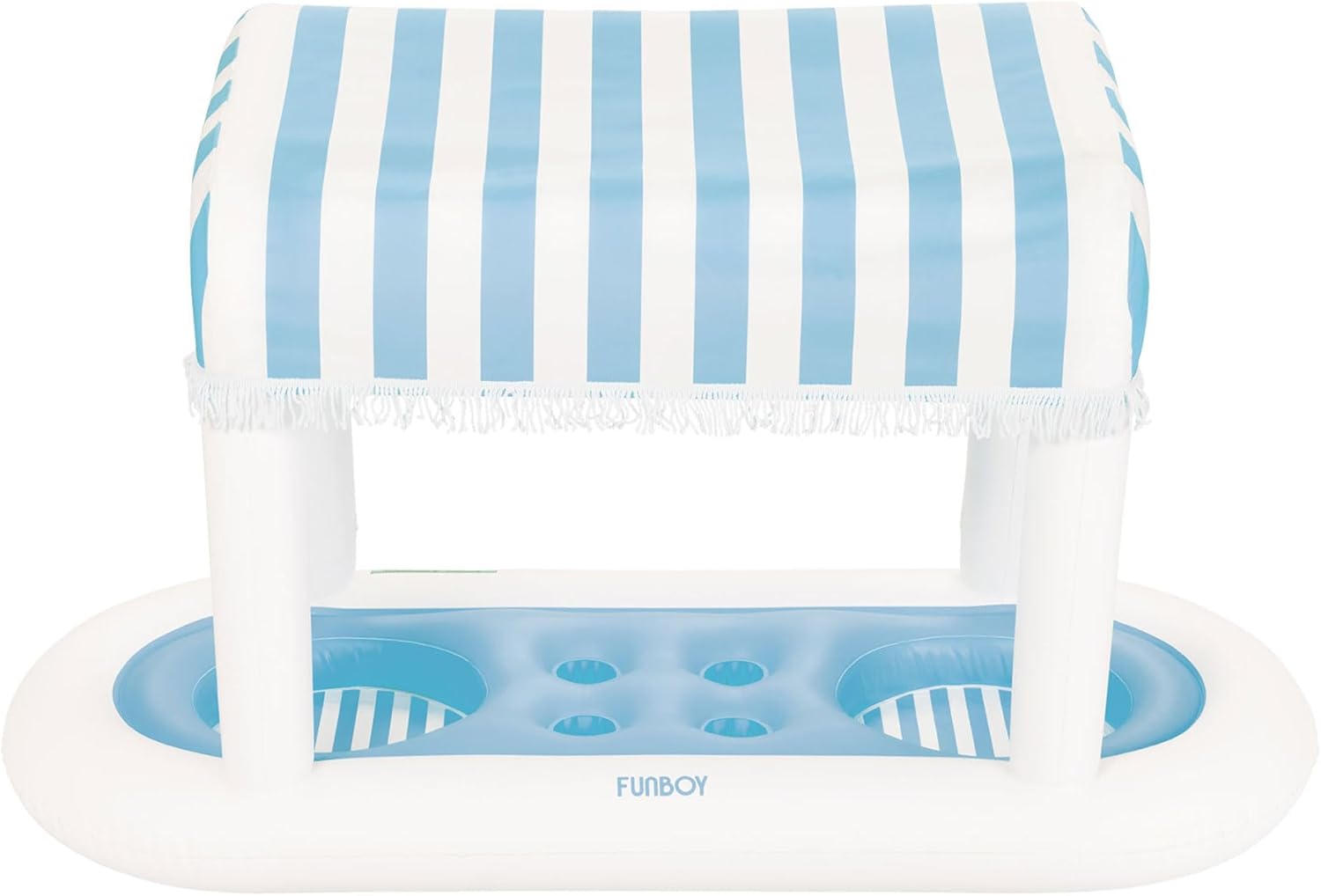Giant Floating Light Blue Cabana Stripe Drink Station for Parties
