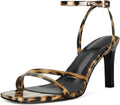 Heeled Sandals for Women Strappy Square Open Toe - Dressy 8 cm Women's