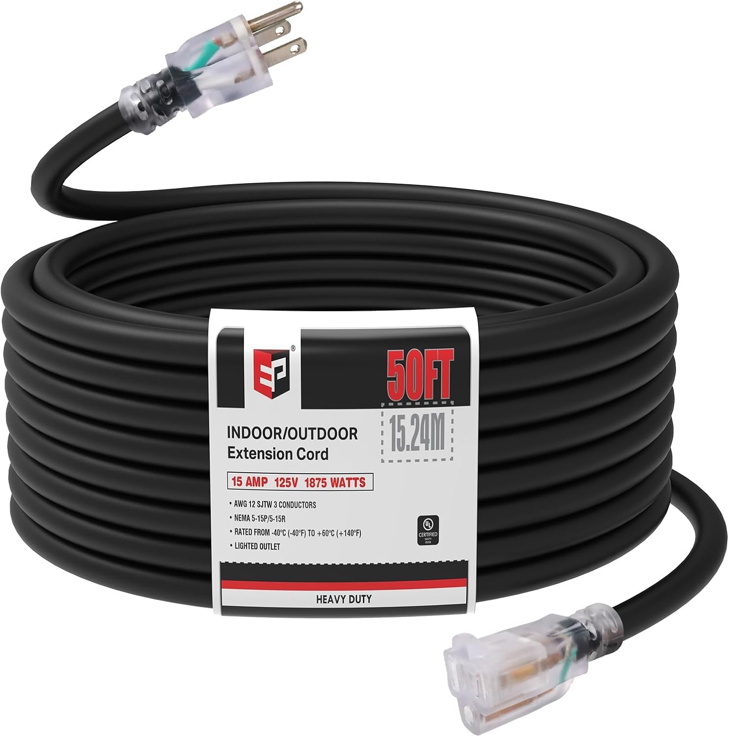 EP 50Ft Outdoor Extension Cord for Heavy Duty Power Needs