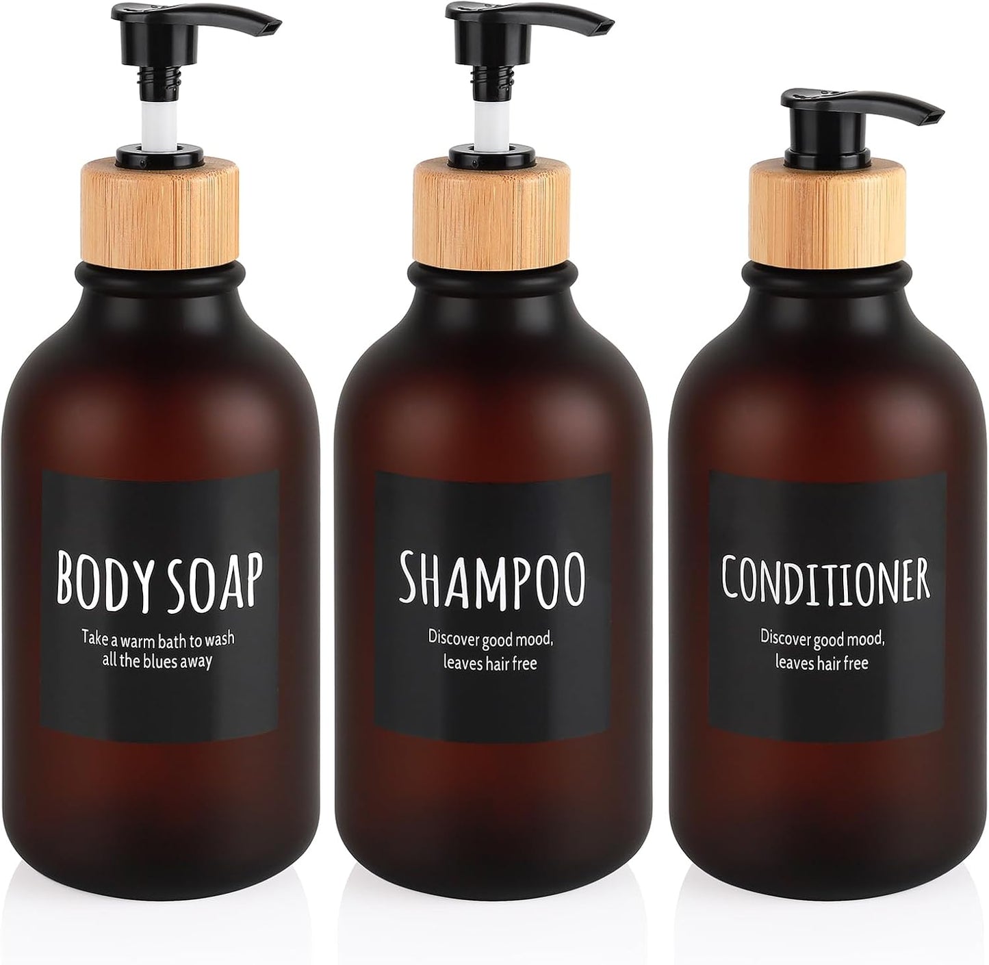 Refillable Bamboo Pump Dispenser Trio