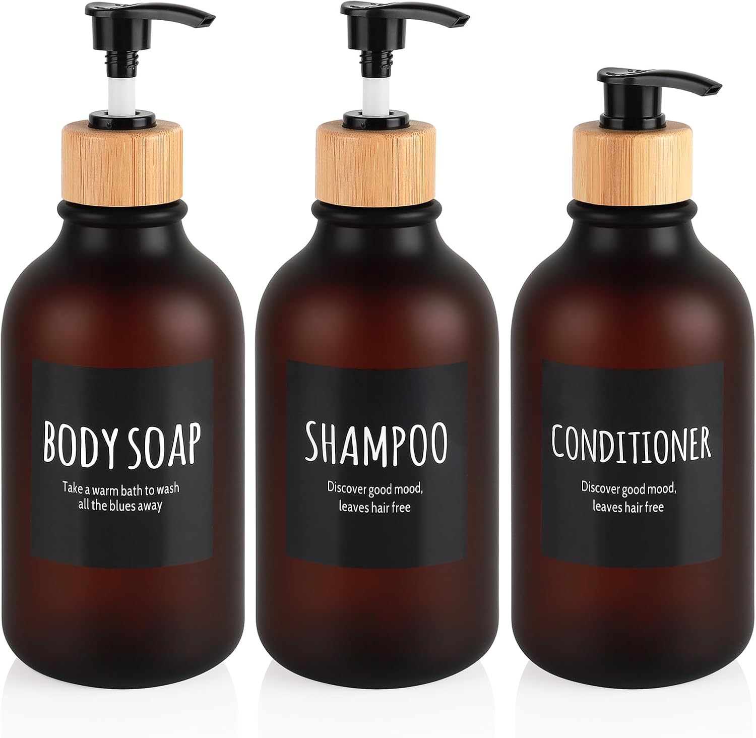 Refillable Bamboo Pump Dispenser Trio