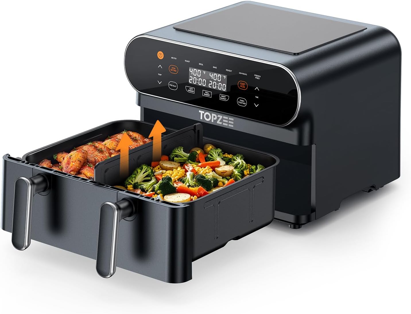 Topzee XL Air Fryer - Dual Cooking, 8-in-1 Functions