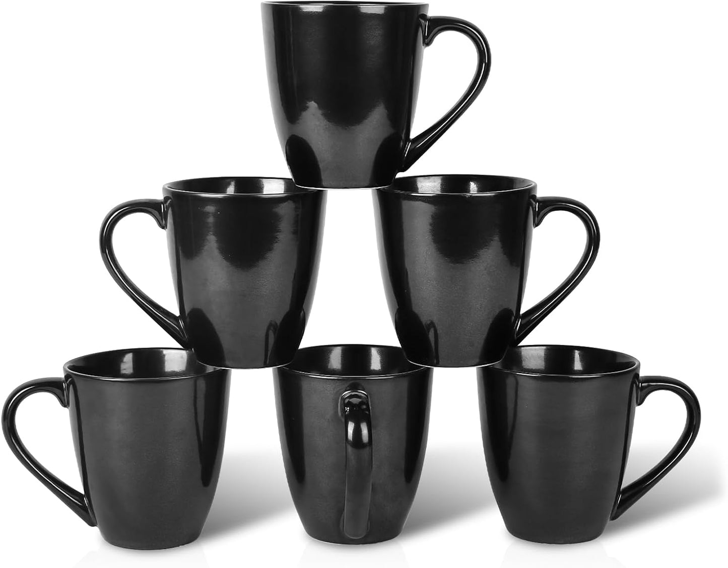 Unique Glazed Coffee Mug Set of 6, 12 Ounce Ceramic Mugs