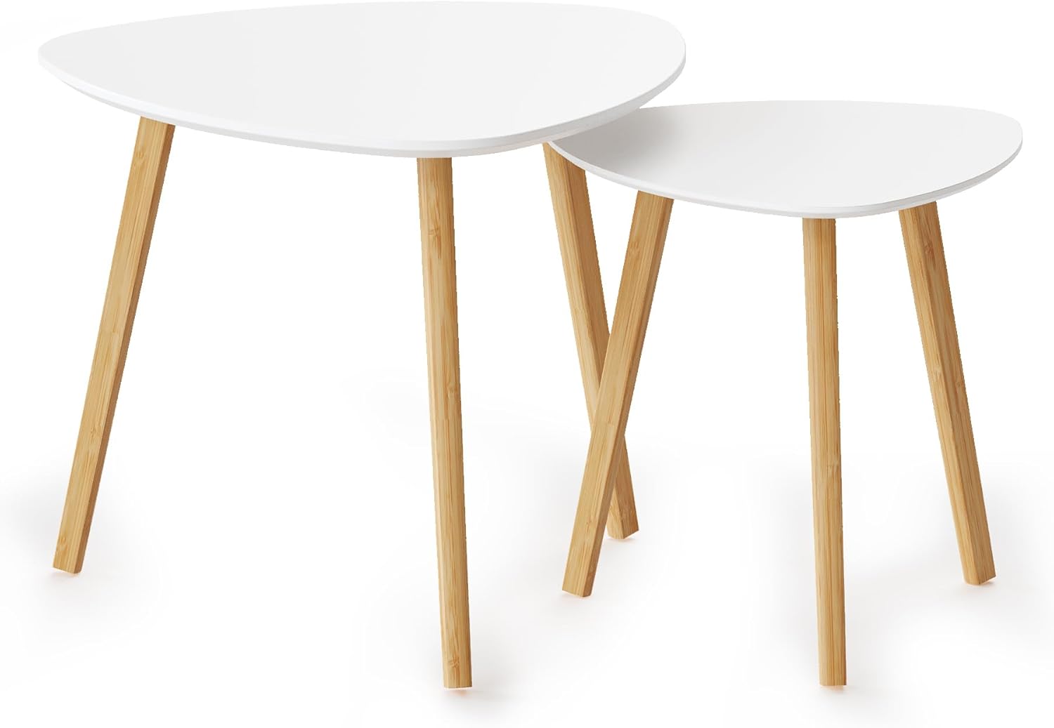 Bamboo Nesting Triangle End Table Set of 2 for Modern Living