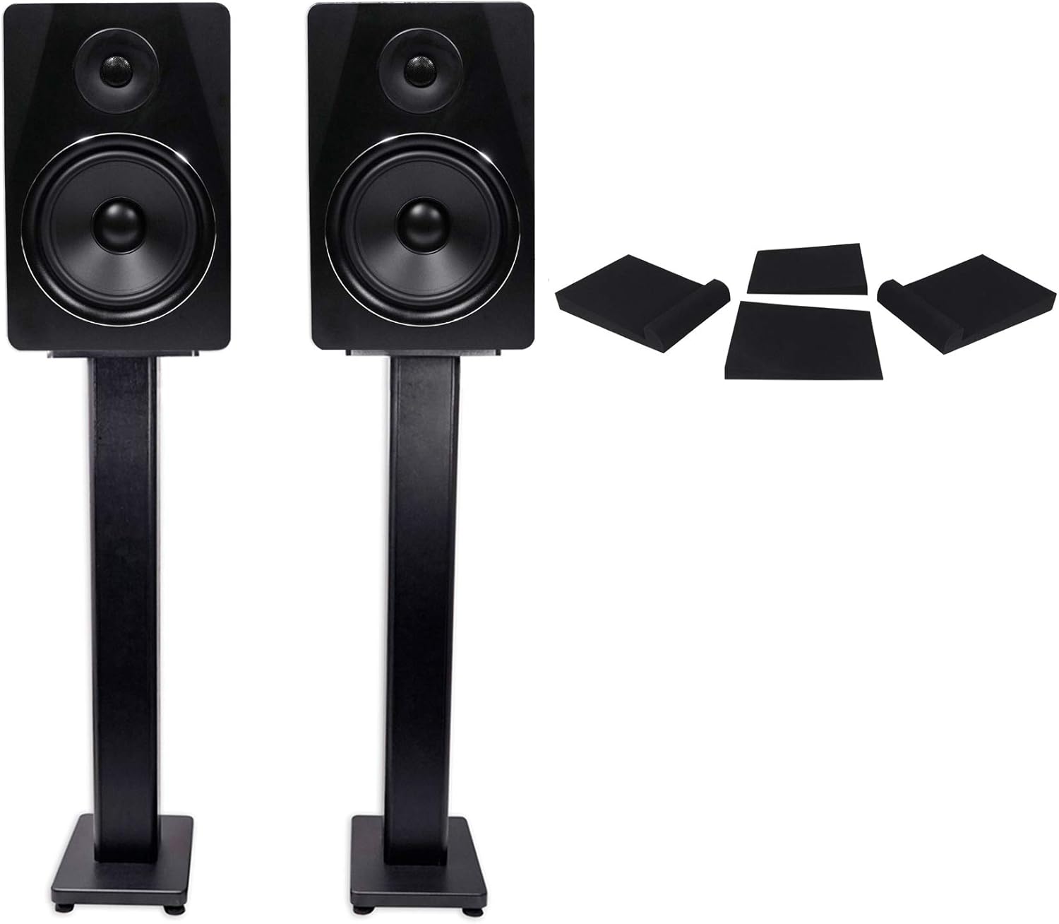 Rockville APM8B Studio Monitor Bundle: Crisp Sound & Stand Pair