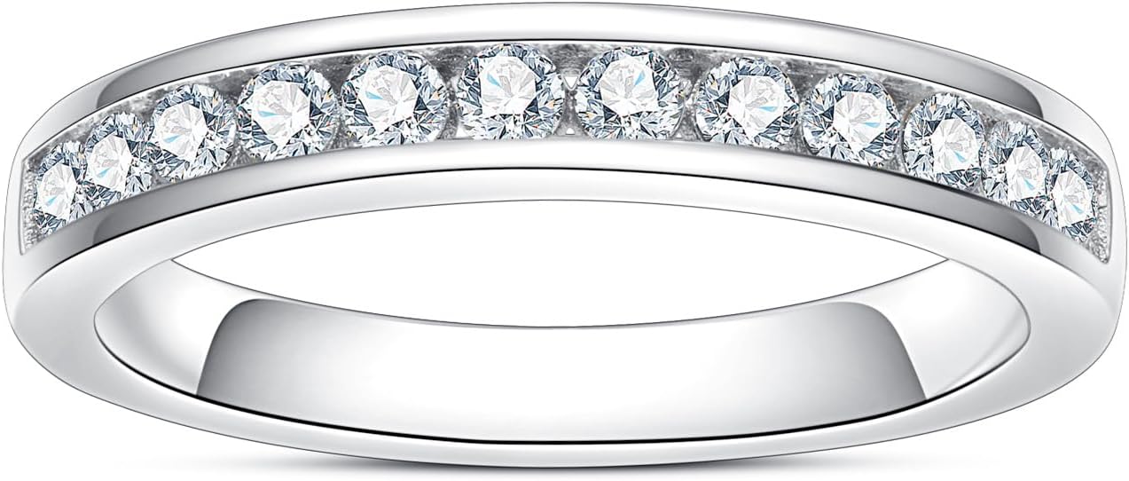 Moissanite Eternity Rings for Women - D Color VVS1 Clarity