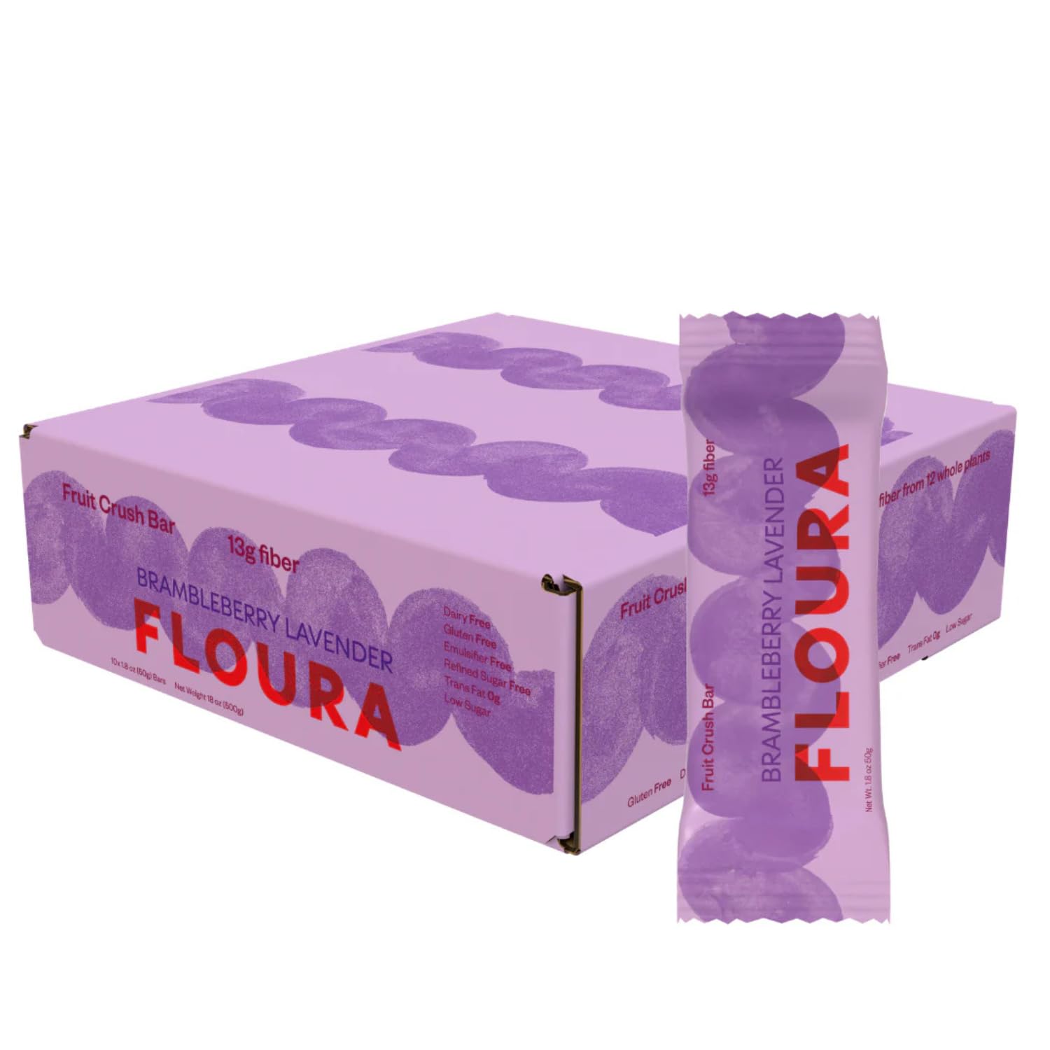Floura Brambleberry Lavender Fiber Bars for Gut Health Snack