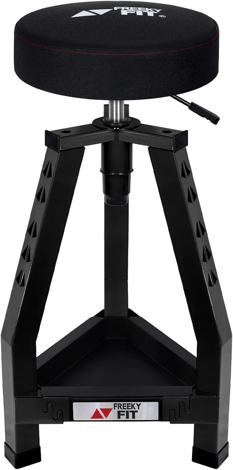 Adjustable Tall Shop Stool with 360 Swivel and Tool Tray