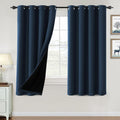 100% Blackout Curtains 63 in Length Navy - 2 Panel Set