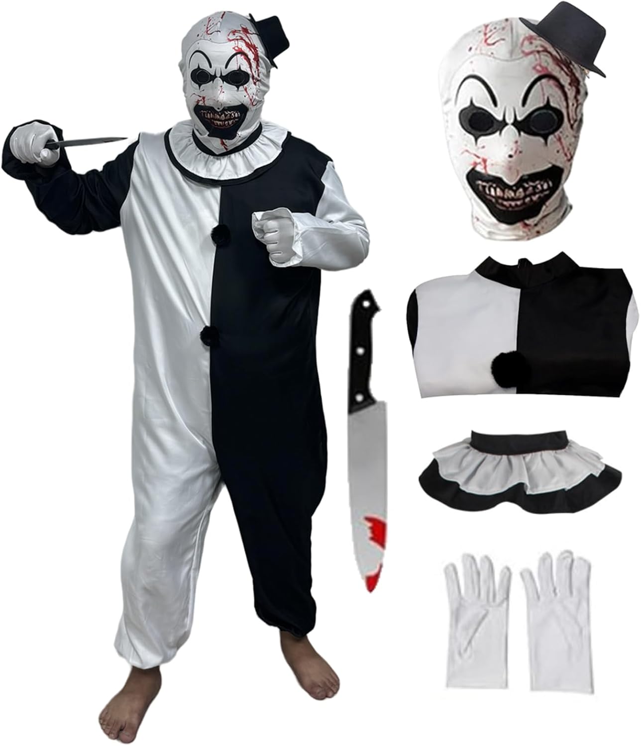 Art the Clown Costume Jumpsuit Outfit for Halloween Fun