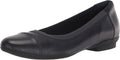 Clarks Sara Ballet Flat - Cushioned Navy Leather Comfort