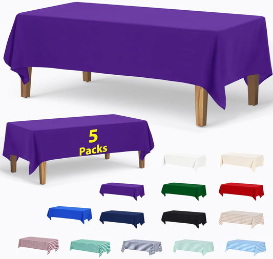 Premium 5 Pack Rectangle Polyester Tablecloth for All Occasions