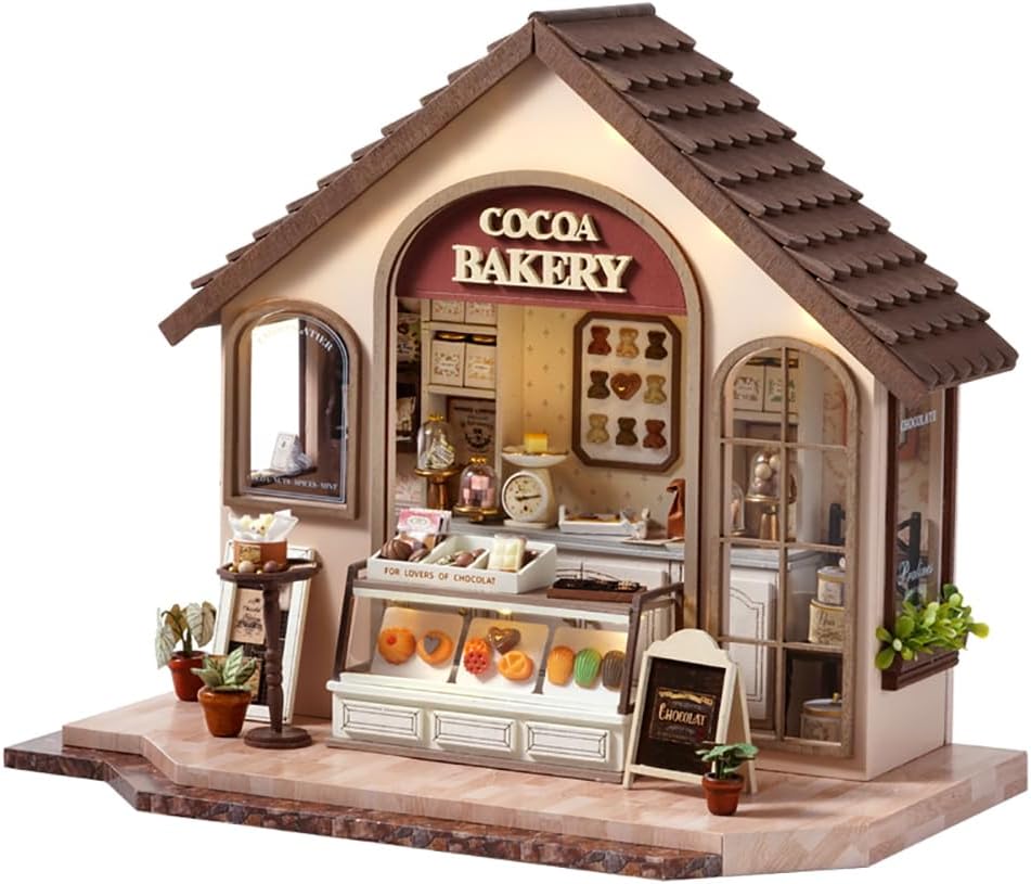 TuKIIE DIY Miniature House Kit - Creative Room Dollhouse Bakery