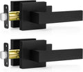 2 Pack Matte Black Door Handles Passage Levers - Heavy Duty