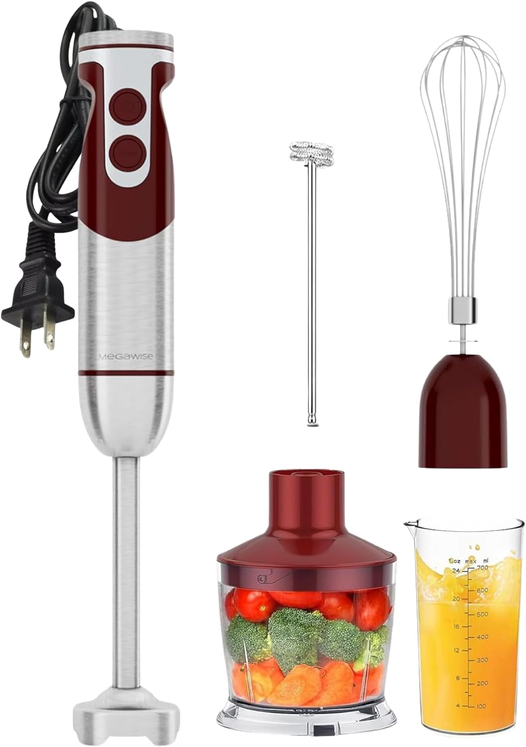 MEGAWISE 5-in-1 Hand Blender Set - 400W Variable Speed for Versatile Blending